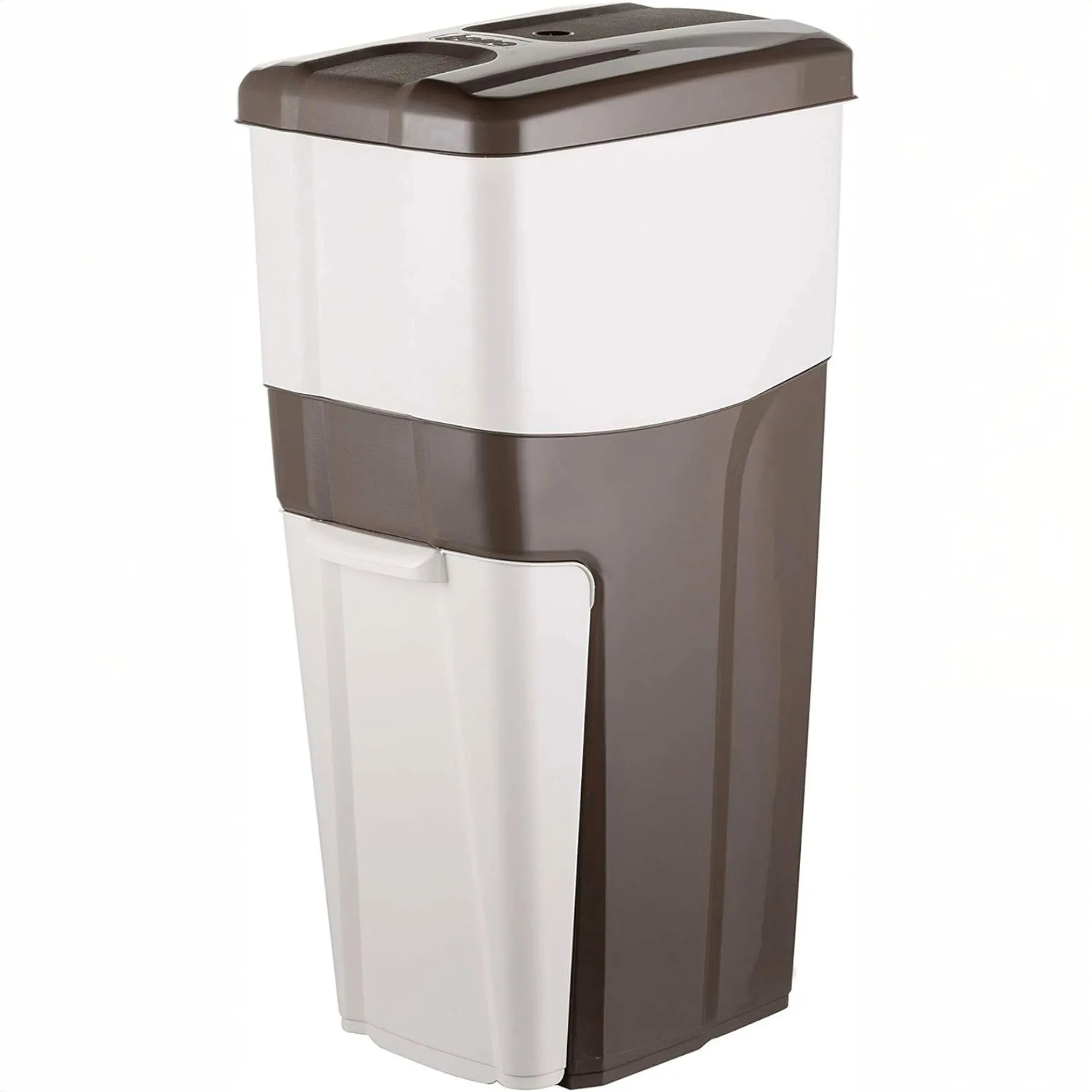 Contenitore triplo per raccolta differenziata in plastica tortora