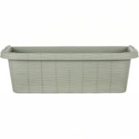 Bama Fioriera Rondine 60x20x18,5 cm – Vaso da Balcone in Plastica Effetto Paglia, Colore Salvia - immagine 2