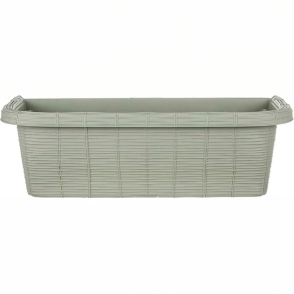 Bama Fioriera Rondine 60x20x18,5 cm – Vaso da Balcone in Plastica Effetto Paglia, Colore Salvia - immagine 2