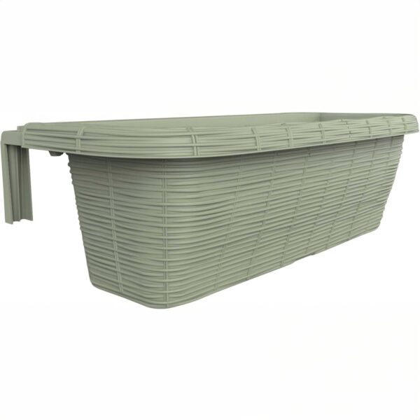 Bama Fioriera Rondine 60x20x18,5 cm – Vaso da Balcone in Plastica Effetto Paglia, Colore Salvia - immagine 3