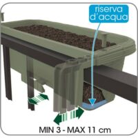 Bama Fioriera Rondine 60x20x18,5 cm – Vaso da Balcone in Plastica Effetto Paglia, Colore Salvia - immagine 5