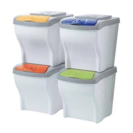 Set di 4 pattumiere modulari impilabili per raccolta differenziata