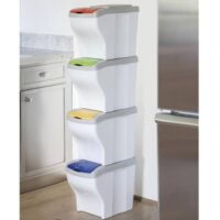 Bama – Set 4 Pattumiere Poker – Secchi Raccolta Differenziata 28x40x31 cm, Colori Assortiti, Impilabili e Salvaspazio - immagine 2