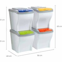 Bama – Set 4 Pattumiere Poker – Secchi Raccolta Differenziata 28x40x31 cm, Colori Assortiti, Impilabili e Salvaspazio - immagine 4