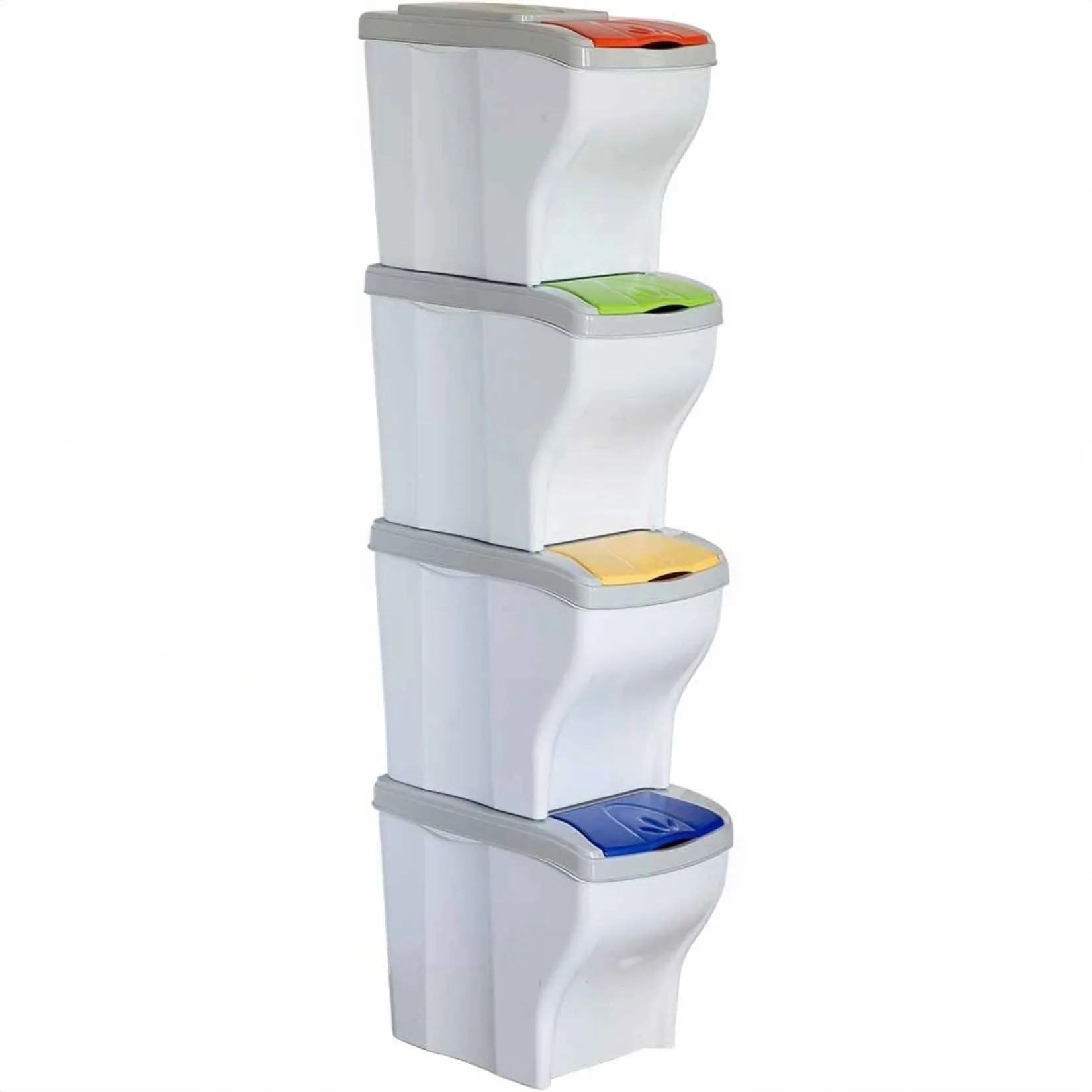 Bama – Set 4 Pattumiere Poker – Secchi Raccolta Differenziata 28x40x31 cm, Colori Assortiti, Impilabili e Salvaspazio - immagine 5