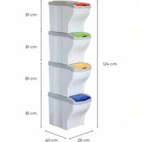 Bama – Set 4 Pattumiere Poker – Secchi Raccolta Differenziata 28x40x31 cm, Colori Assortiti, Impilabili e Salvaspazio - immagine 6