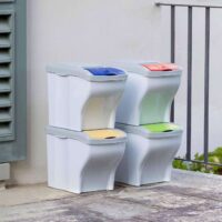 Bama – Set 4 Pattumiere Poker – Secchi Raccolta Differenziata 28x40x31 cm, Colori Assortiti, Impilabili e Salvaspazio - immagine 8