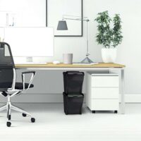 Bama Poker Office – Set 2 Pattumiere da 20L in Plastica, Nero con Sportellini Colorati per Raccolta Differenziata - immagine 2