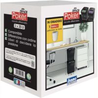 Bama Poker Office – Set 2 Pattumiere da 20L in Plastica, Nero con Sportellini Colorati per Raccolta Differenziata - immagine 4