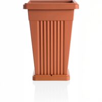 Vaso Piramide con sottovaso 40x40x59 cm in resina terracotta