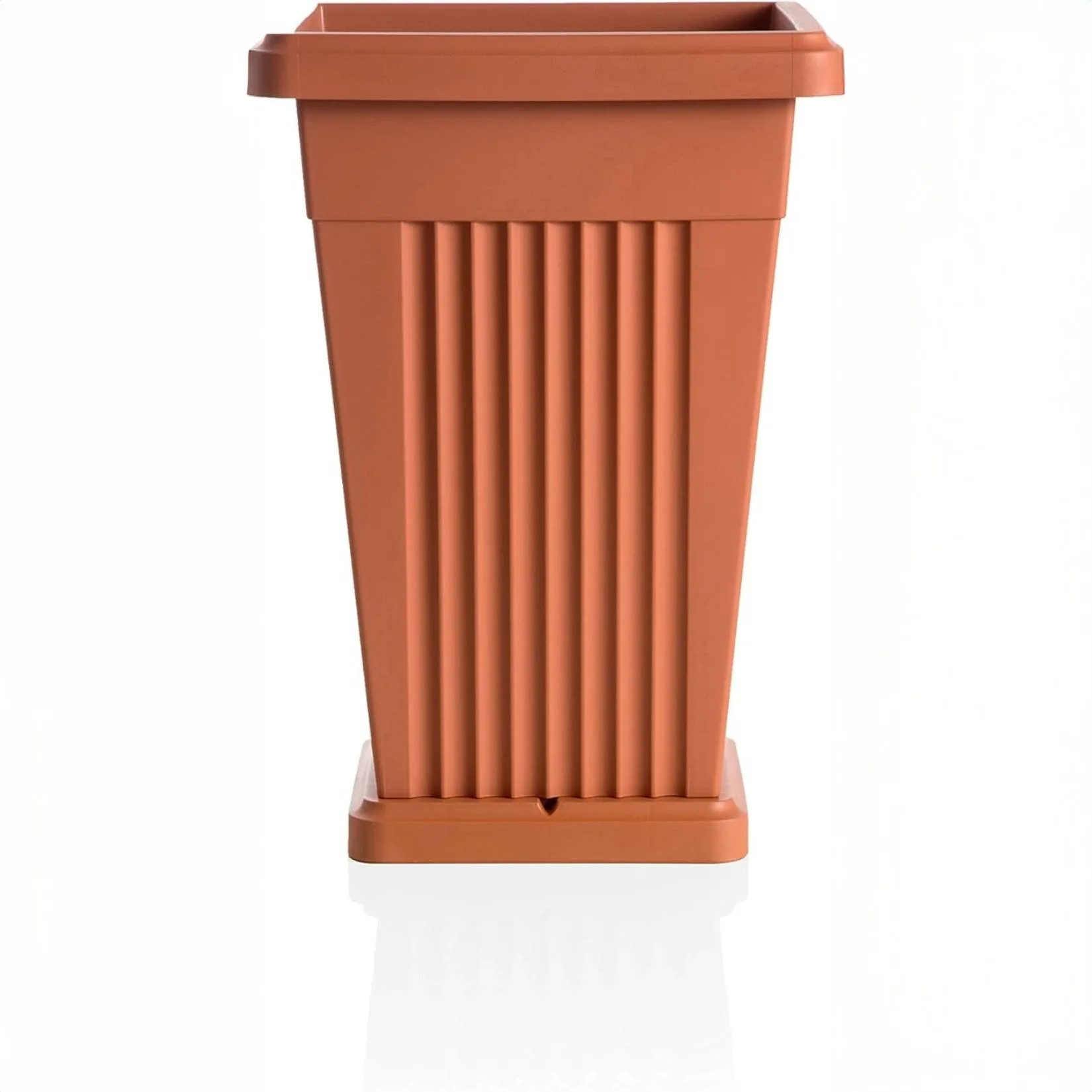 Vaso Piramide con sottovaso 40x40x59 cm in resina terracotta