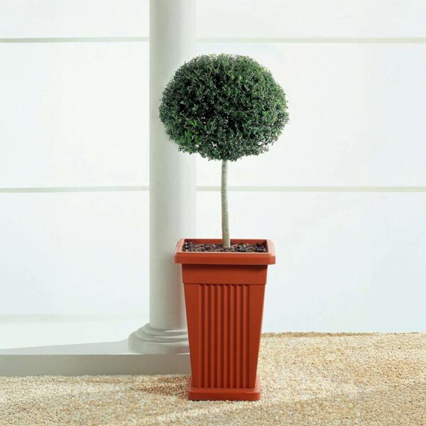 Bama Vaso Piramide con Sottovaso 40x40x59 cm – Colore Terracotta, per Interno ed Esterno - immagine 2