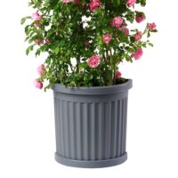 Bama Vaso Roma con Piattino 27x52x49 cm – Vaso in Resina Grigio per Interno ed Esterno, Resistente e Leggero - immagine 2