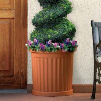 Bama Vaso Roma con Sottovaso 52x27x49 cm – Vaso in Resina Effetto Terracotta per Esterno e Interno - immagine 2