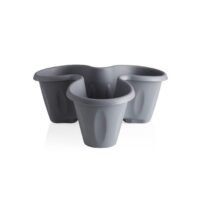 Bama Trifoglio – Set 3 Vasi con Sottovaso e Rotelle 30x40x51 cm, Colore Grigio, Pratici per Interno ed Esterno - immagine 2
