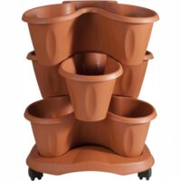 Set 3 vasi con rotelle terracotta
