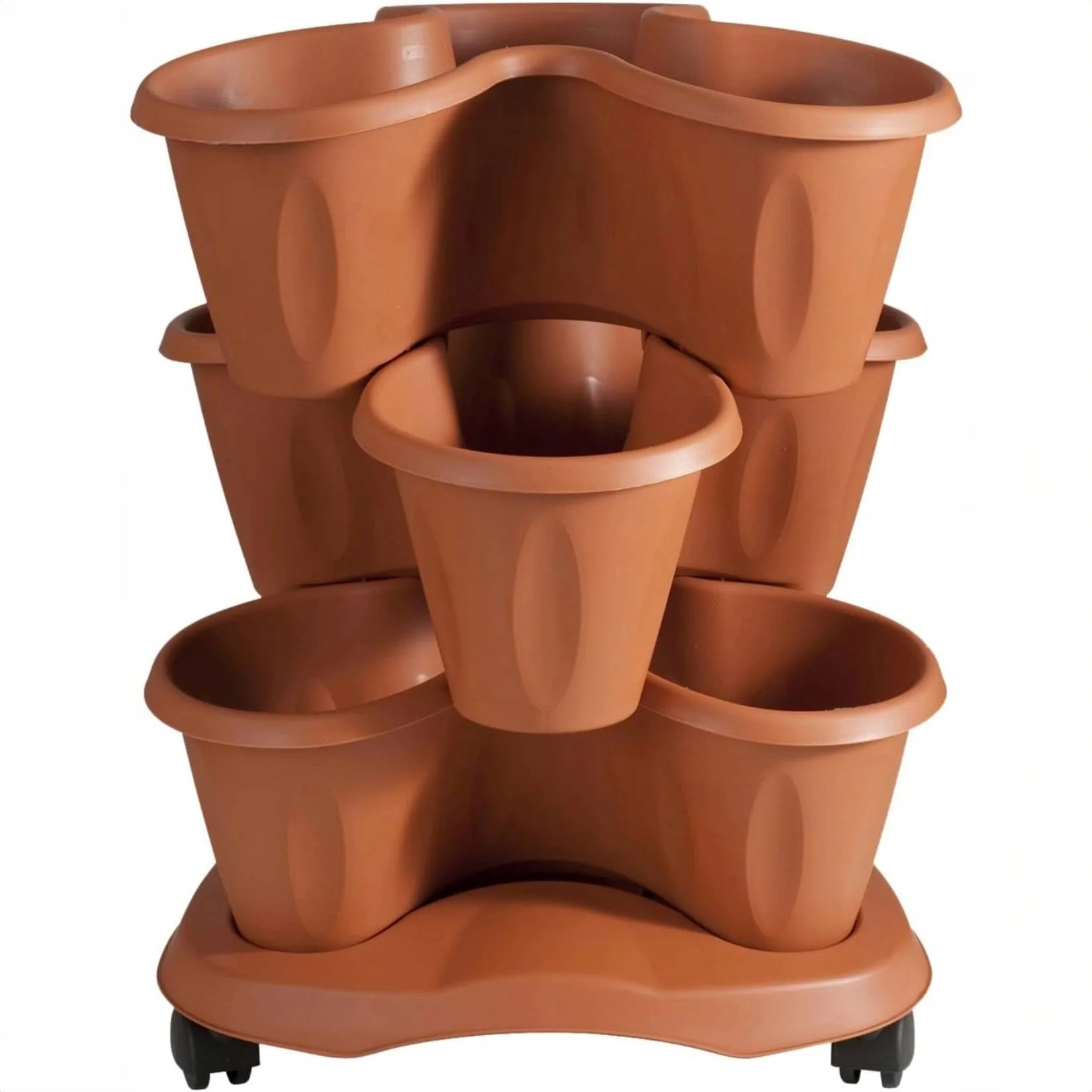 Set 3 vasi con rotelle terracotta Set 3 vasi con rotelle terracotta