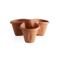 Bama Trifoglio – Set 3 Vasi con Sottovaso e Rotelle 30x40x51 cm, Colore Terracotta, Pratici per Interno ed Esterno - immagine 2