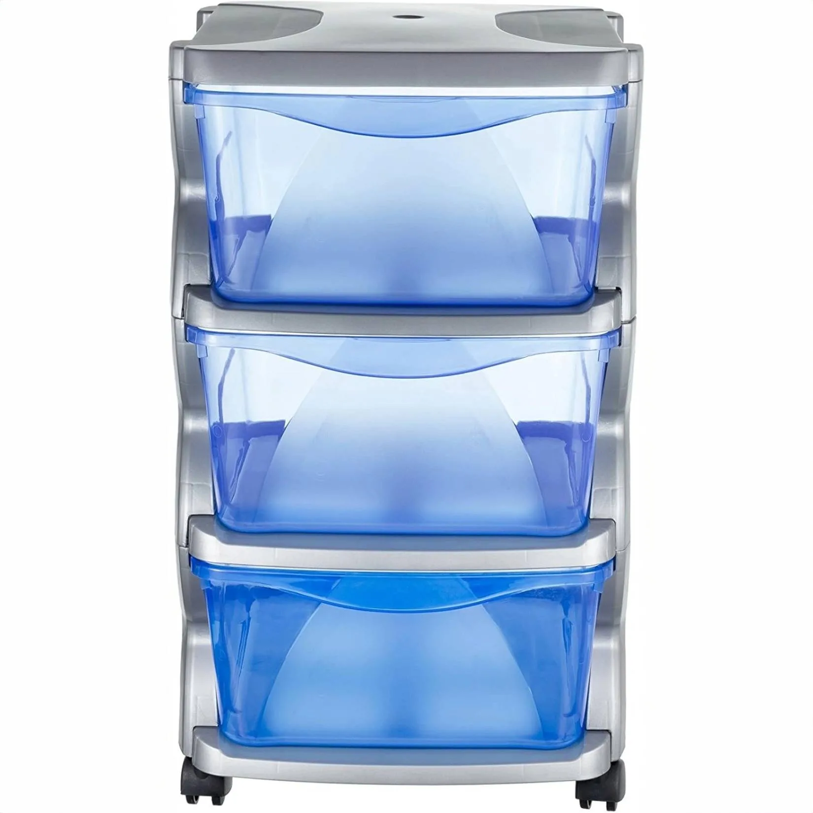 Cassettiera impilabile a 3 cassetti argento