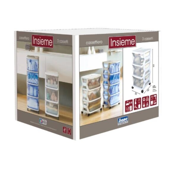 Bama - Cassettiera Impilabile - 3 Cassetti - Colore Argento - immagine 3
