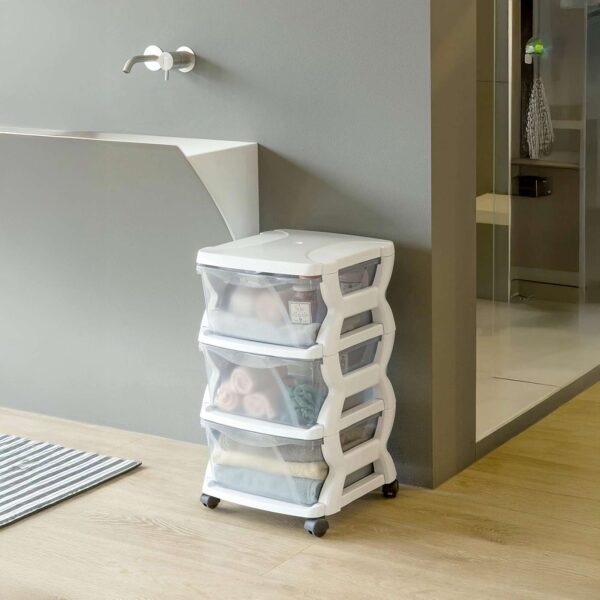 Bama Insieme 3 Cassetti con Ruote – Cassettiera Salvaspazio 36x40x62 cm, Colore Argento, Pratica e Versatile - immagine 5