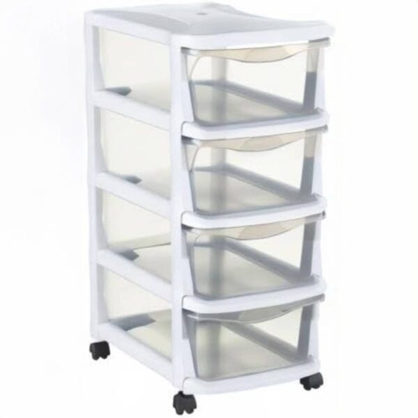 Bama Insieme 4 Cassetti con Ruote – Cassettiera Salvaspazio 36x40x62 cm, Colore Bianco, Pratica e Versatile - immagine 2