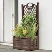 Bama Fioriera con Spalliera Separè in Resina – 80x42,5x150 cm, Colore Ferro Battuto, per Esterni e Giardini - immagine 2