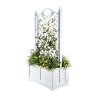 Bama Fioriera con Spalliera Separè in Resina – 80x42,5x150 cm, Colore Bianco, per Esterni e Giardini - immagine 4