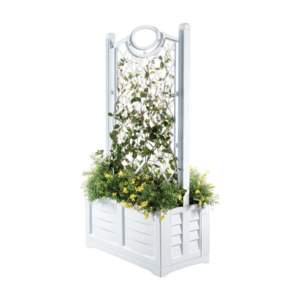 Bama Fioriera con Spalliera Separè in Resina – 80x42,5x150 cm, Colore Bianco, per Esterni e Giardini - immagine 4