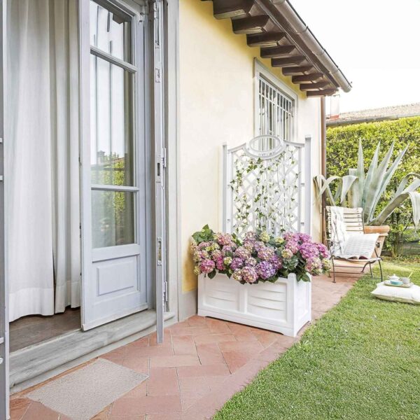 Bama Fioriera con Spalliera Separè in Resina – 80x42,5x150 cm, Colore Bianco, per Esterni e Giardini - immagine 7