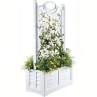 Bama Fioriera con Spalliera Separè in Resina – 80x42,5x150 cm, Colore Bianco, per Esterni e Giardini - immagine 3