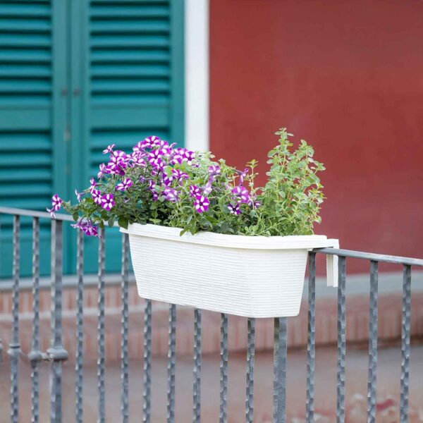 Bama Fioriera Rondine 60x20x18,5 cm – Vaso da Balcone in Resina Colore Panna, Elegante e Resistente per Esterni - immagine 3