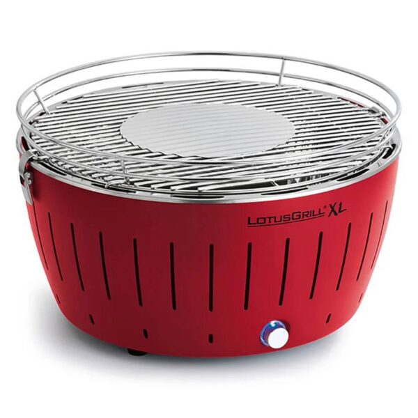 LotusGrill XL Rosso 43,5 cm – Barbecue a Carbone con Ventola, Batterie e Cavo USB, Pronto all’Uso per Esterni - immagine 2