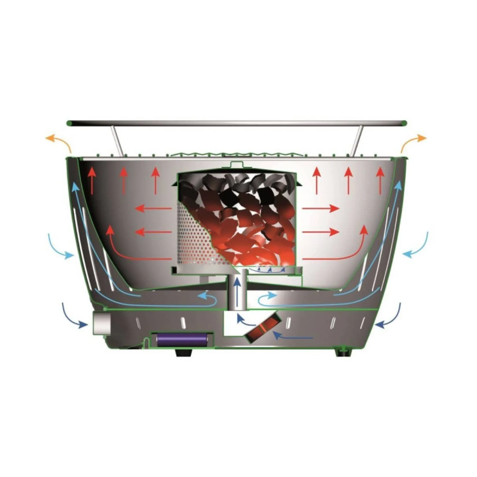 LotusGrill XL Rosso 43,5 cm – Barbecue a Carbone con Ventola, Batterie e Cavo USB, Pronto all’Uso per Esterni - immagine 4