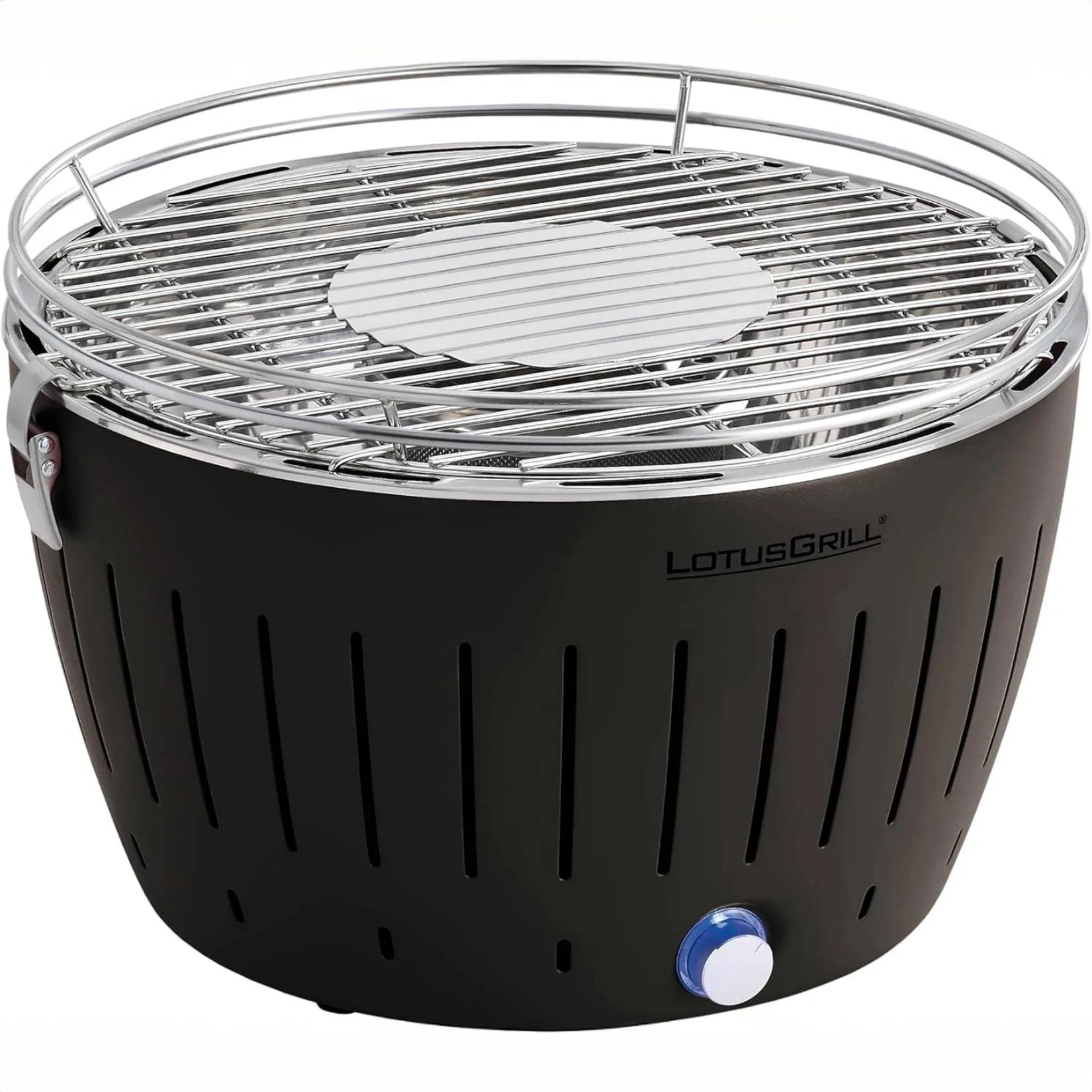 LotusGrill Antracite 35 cm – Barbecue a Carbone Compatto con Ventola Integrata, Batterie e Cavo USB, Ideale per Esterni - immagine 2