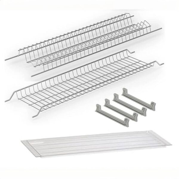 Scolapiatti 86 cm con vaschetta raccogli gocce e griglia porta bicchieri