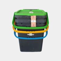 Set 3 Pattumiere Raccolta Differenziata 35L Ecoplast EcoPlus – Contenitori Ecologici Multicolor con Coperchio, 43x36xH43,5 cm