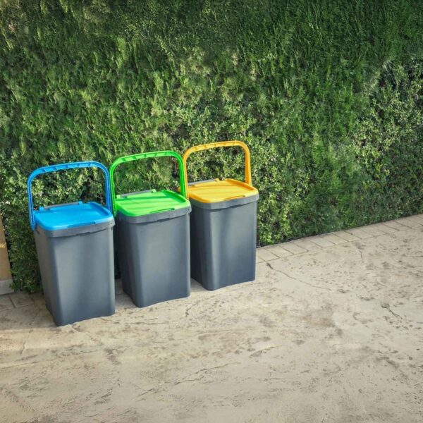 Ecoplast Bidone Raccolta Differenziata 50L Giallo – Pattumiera in Plastica Riciclata, 43x41x54, Made in Italy - immagine 5