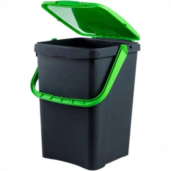 Ecoplast Bidone Raccolta Differenziata 50L Verde – Pattumiera in Plastica Riciclata, 43x41x54, Made in Italy - immagine 2