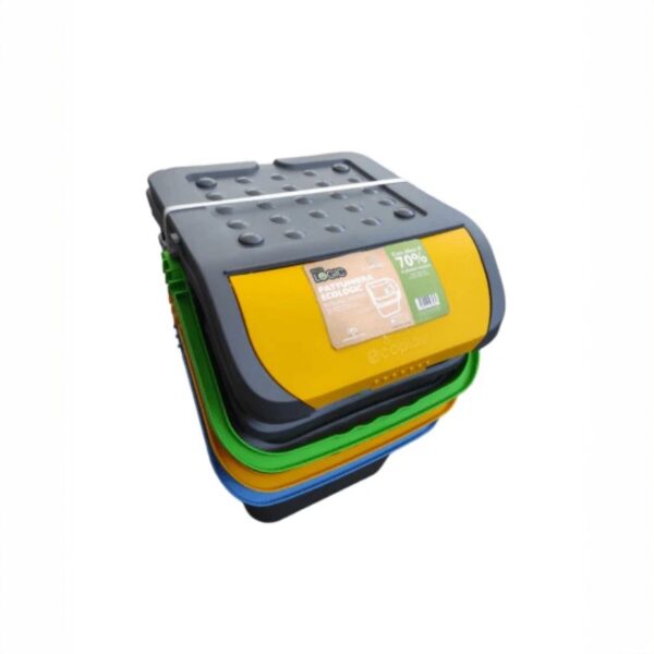 Set 3 Pattumiere Ecologic 35L – Raccolta Differenziata Ecoplast, Bidoni Colorati per Rifiuti - immagine 3