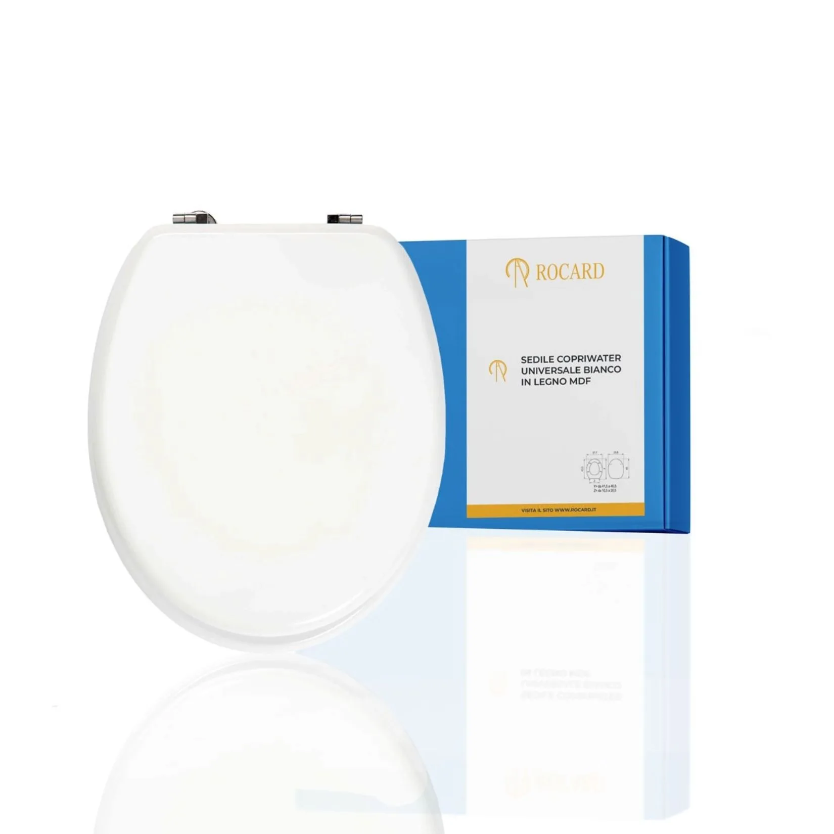 Copriwater in legno MDF bianco compatibile robusto e facile da montare per tutti i sanitari