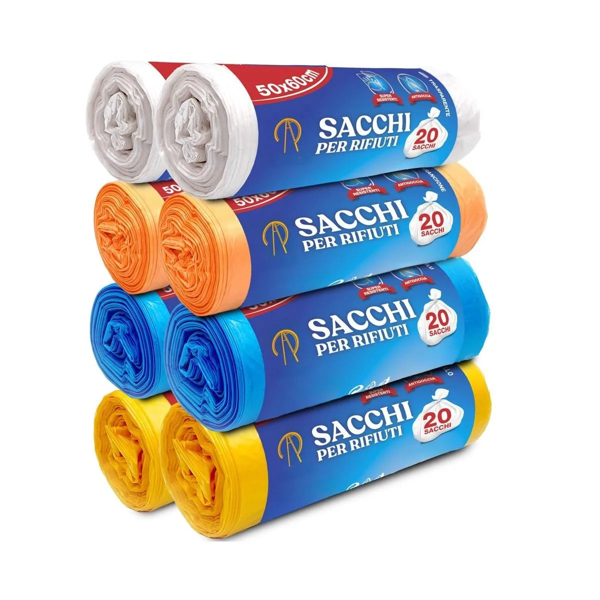 Sacchi Spazzatura Rocard® 35L – 120 Buste con Maniglie, Antiforo, per Interno ed Esterno – 6 Rotoli da 20 - immagine 1
