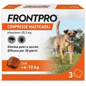 FRONTPRO 28.3 mg per cani 4-10 kg – Compressa masticabile antiparassitaria mensile contro pulci zecche uova e larve