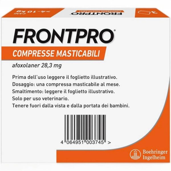 FRONTPRO Cani 4-10 kg – Antiparassitario in Compresse Masticabili con Afoxolaner 28,3 mg, 3 Dosi contro Pulci, Zecche, Uova e Larve - immagine 2
