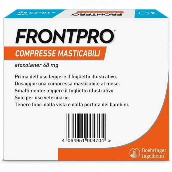 FRONTPRO Cani 10-25 kg – 3 Compresse Masticabili Antiparassitarie con Afoxolaner 68 mg contro Pulci, Zecche, Uova e Larve - immagine 2