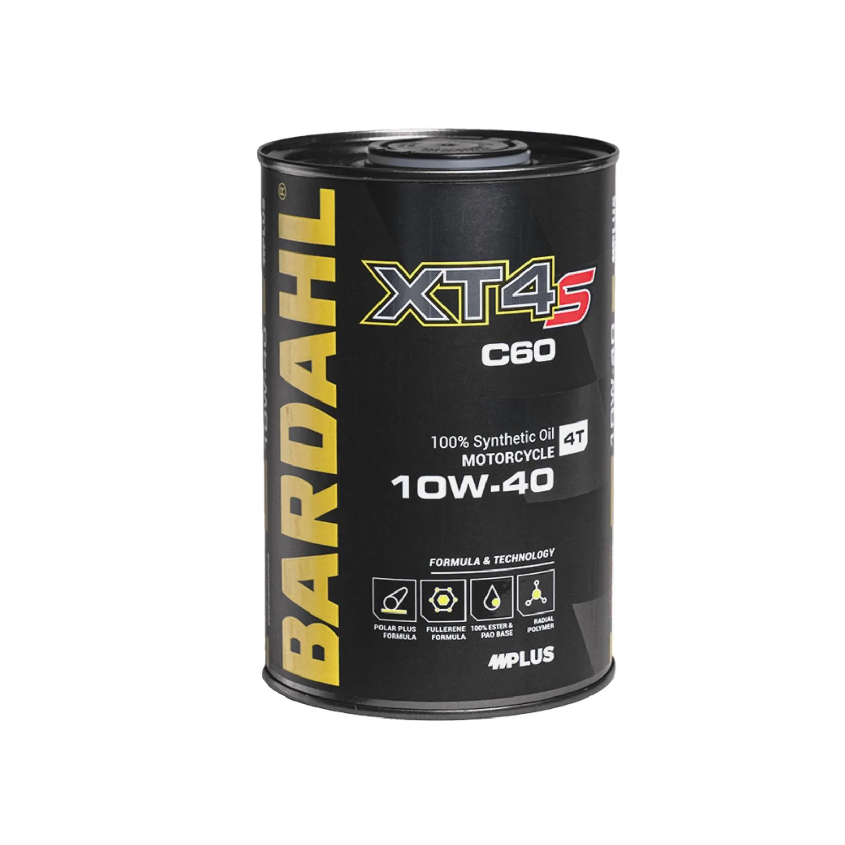 Olio motore Bardahl XT4-S C60 10W-40 per moto 4 tempi, flacone giallo con tappo nero, alta protezione e prestazioni sportive