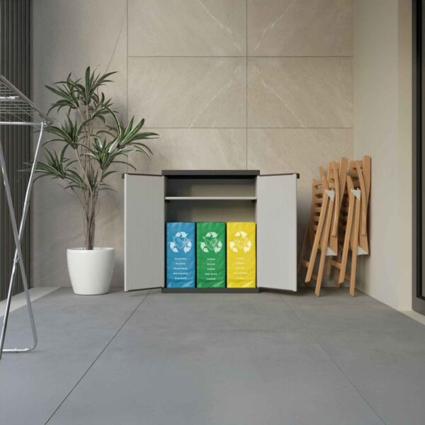 Mongardi 7818C04 Armadio Raccolta Differenziata 2 Ante con 3 Borse – 68x39,5x85 cm – Pratico, Compatto e Facile da Pulire - immagine 3
