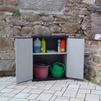 Mongardi Armadio Basso in Resina 2 Ante con Ripiani – 68x40x85 cm – Compatto, Resistente, per Interno ed Esterno - immagine 3