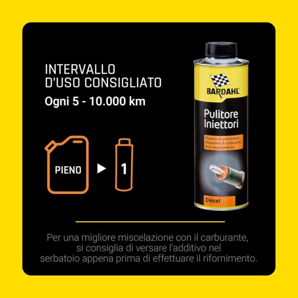 Bardahl Diesel Injector Cleaner 500 ml – Pulitore Iniettori Diesel per Motori Più Efficienti, Consumo Ridotto e Maggiore Potenza - immagine 5