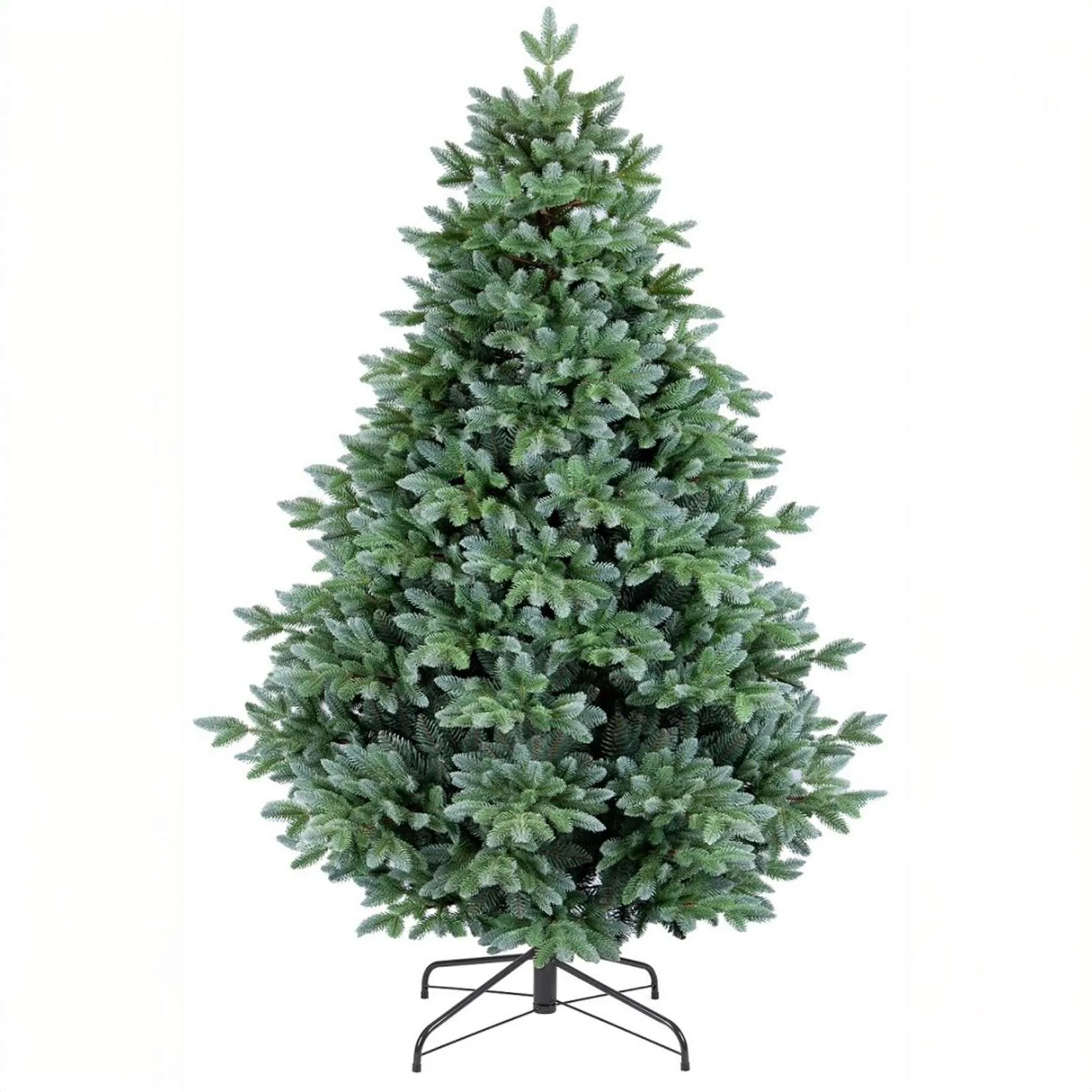 Albero di Natale artificiale EverGlow 180 cm con 950 rami realistici in PE+PVC, diametro 111 cm, stile elegante e montaggio semplice.